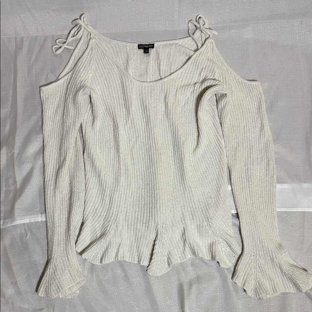 Express Off-the-Shoulder Cream Sweater